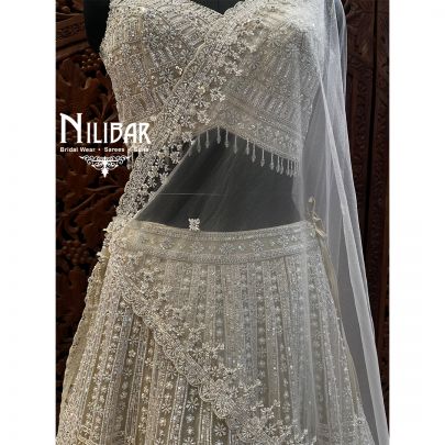Pearl White Net Lehenga