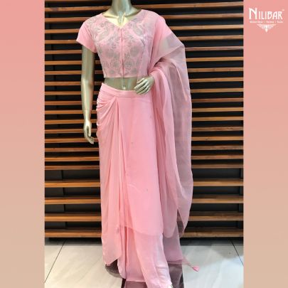 Pink Crop Top and Flap Skirt Dress