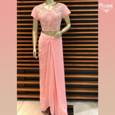 Pink Crop Top and Flap Skirt Dress