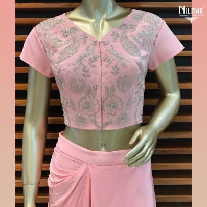 Pink Crop Top and Flap Skirt Dress