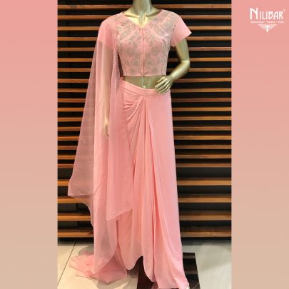 Pink Crop Top and Flap Skirt Dress