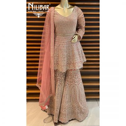 Pink Net Garara Suit