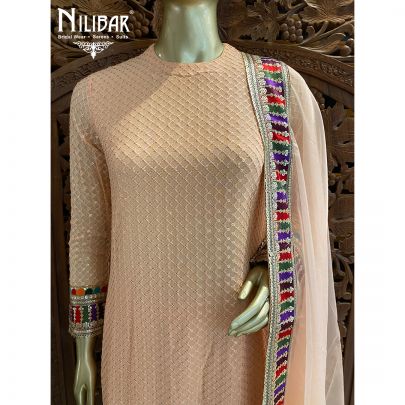 Peach Georgette Pajami Suit