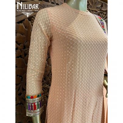 Peach Georgette Pajami Suit
