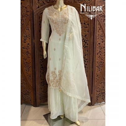 Tea Green Georgette Palazzo Suit