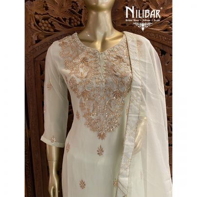 Tea Green Georgette Palazzo Suit