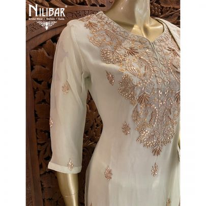 Tea Green Georgette Palazzo Suit