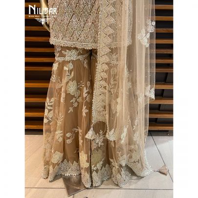 Beige Net Garara Suit