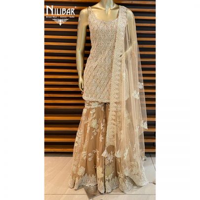 Beige Net Garara Suit
