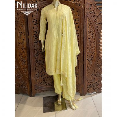 Canary yellow Georgette Palazzo Suit
