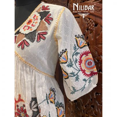 Multicolor and White Cotton Dress