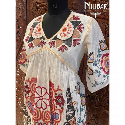 Multicolor and White Cotton Dress
