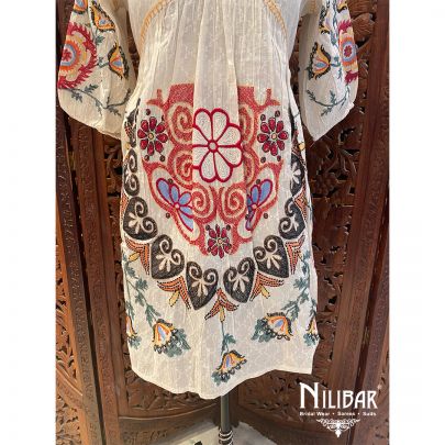 Multicolor and White Cotton Dress