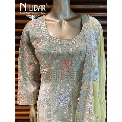 Sage Green Silk Anarkali Suit