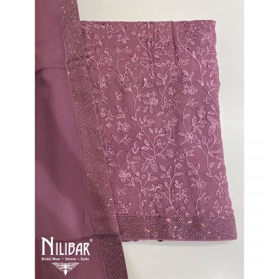Plum Georgette Unstitched Suit