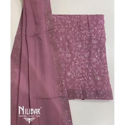 Plum Georgette Unstitched Suit
