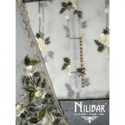 White and Yellow Cotton Unstitched Suit