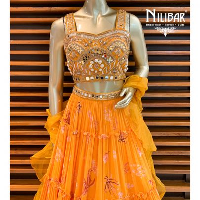 Chrome Yellow Georgette Lehenga