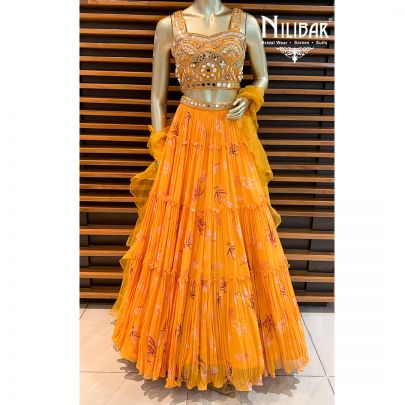 Chrome Yellow Georgette Lehenga