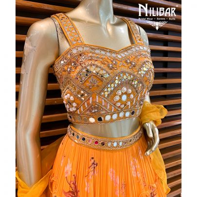 Chrome Yellow Georgette Lehenga