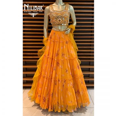 Chrome Yellow Georgette Lehenga