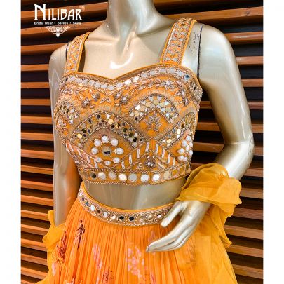 Chrome Yellow Georgette Lehenga