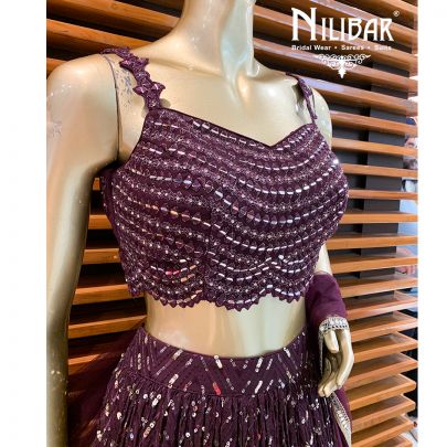 Wine Net Lehenga