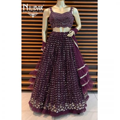 Wine Net Lehenga