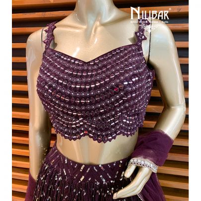 Wine Net Lehenga