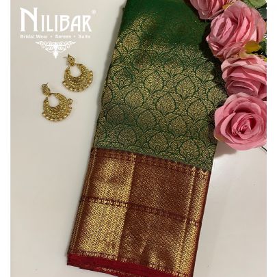 Bottle Green Kanjivaram Silk Saree