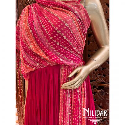 Rani Pink Chinon Bandhani Print Dress