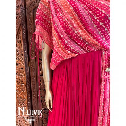 Rani Pink Chinon Bandhani Print Dress