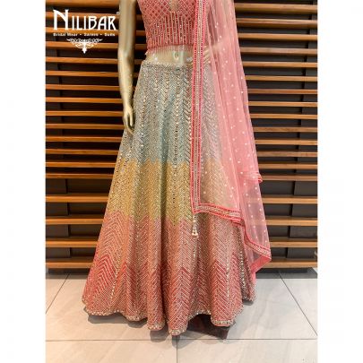 Multicolored Net Lehenga