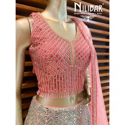 Multicolored Net Lehenga