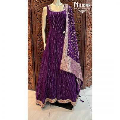 Purple Georgette Bandhani Print Anarkali