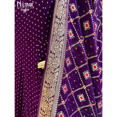 Purple Georgette Bandhani Print Anarkali