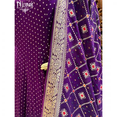Purple Georgette Bandhani Print Anarkali
