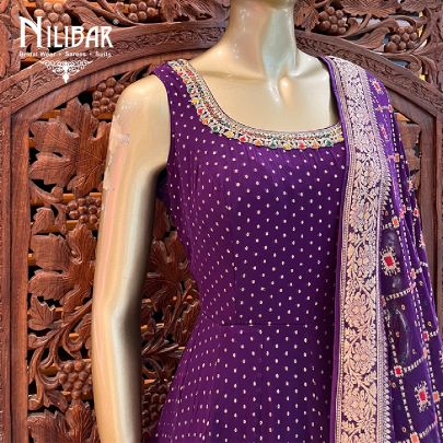 Purple Georgette Bandhani Print Anarkali