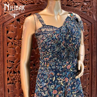 Navy Blue Georgette Jumpsuit