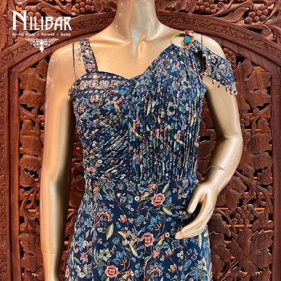 Navy Blue Georgette Jumpsuit