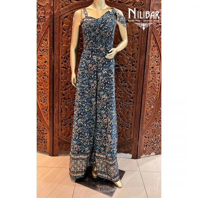 Navy Blue Georgette Jumpsuit