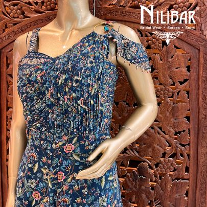 Navy Blue Georgette Jumpsuit
