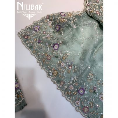 Pistachio Green Silk Unstitched Suit 