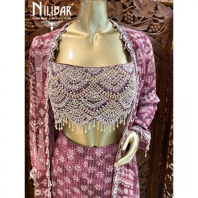 Plum Purple Crepe Jacket Style Suit