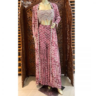 Plum Purple Crepe Jacket Style Suit