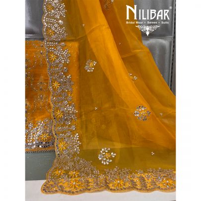 Cyber Yellow Crepe Unstitched Suit