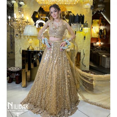 Golden Yellow Net Lehenga