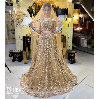 Golden Yellow Net Lehenga
