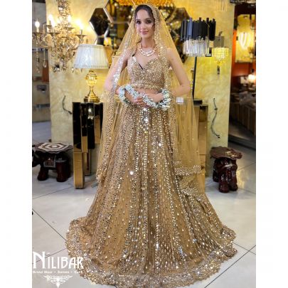 Golden Yellow Net Lehenga