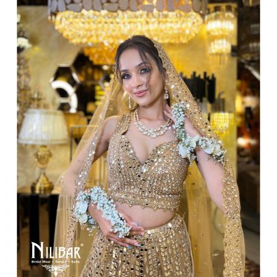 Golden Yellow Net Lehenga